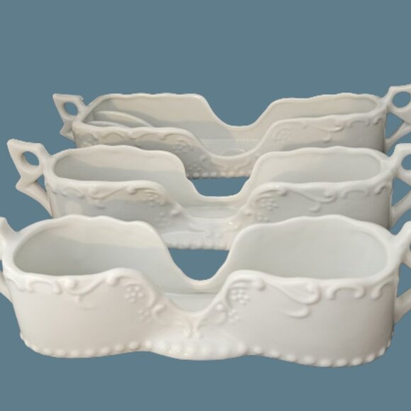 Vintage White Porcelain Silverware Holders Set of 3 by Maryland China Japan - Picture 2 of 12